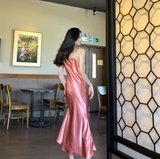 Long Satin Slip Dress with Spaghetti Straps - THE GOOD TINGZ