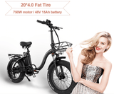 750W Folding Electric Snow Bike with Fat 20" Wheels - THE GOOD TINGZ