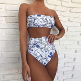Bandeau High Waisted Bikini Set - THE GOOD TINGZ